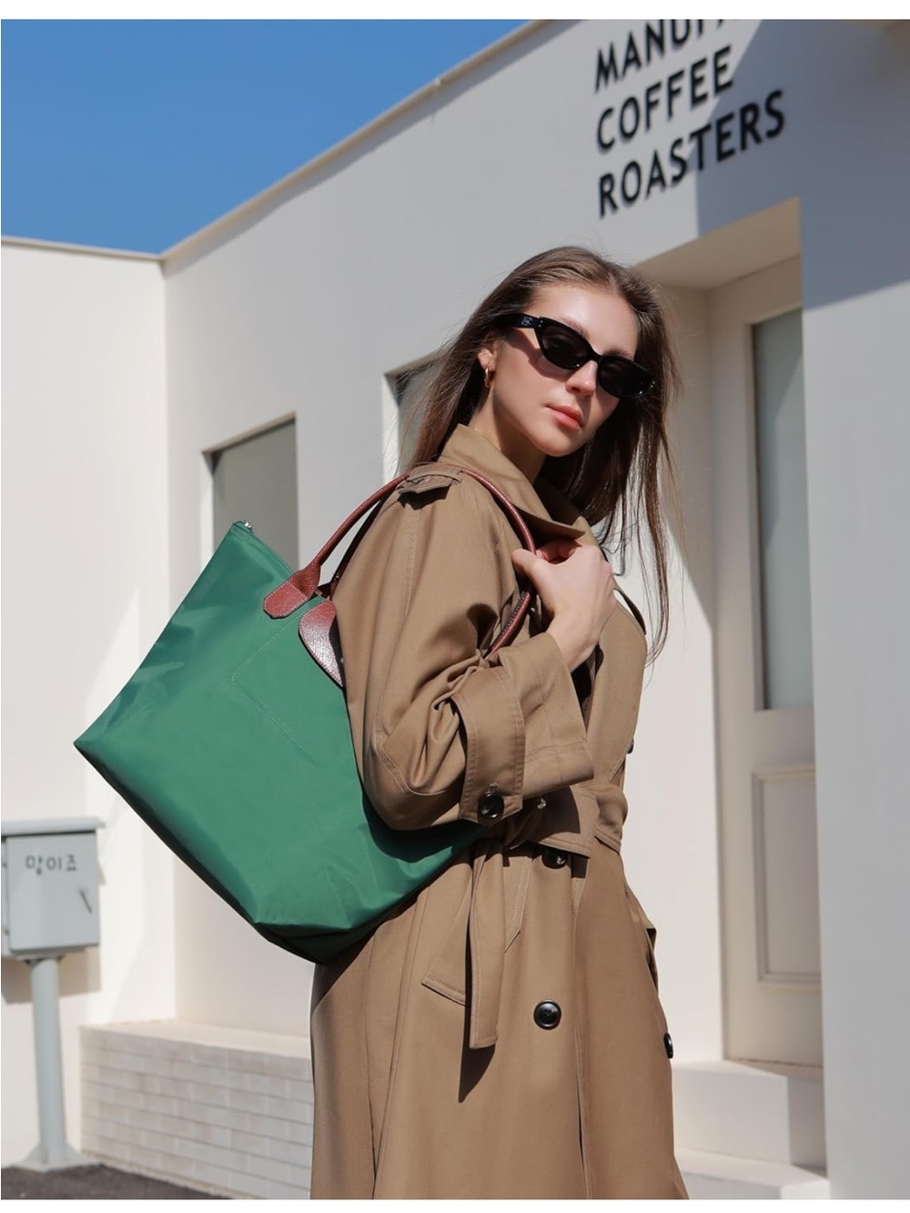 HOBO Green Tote with Brown Handle Original